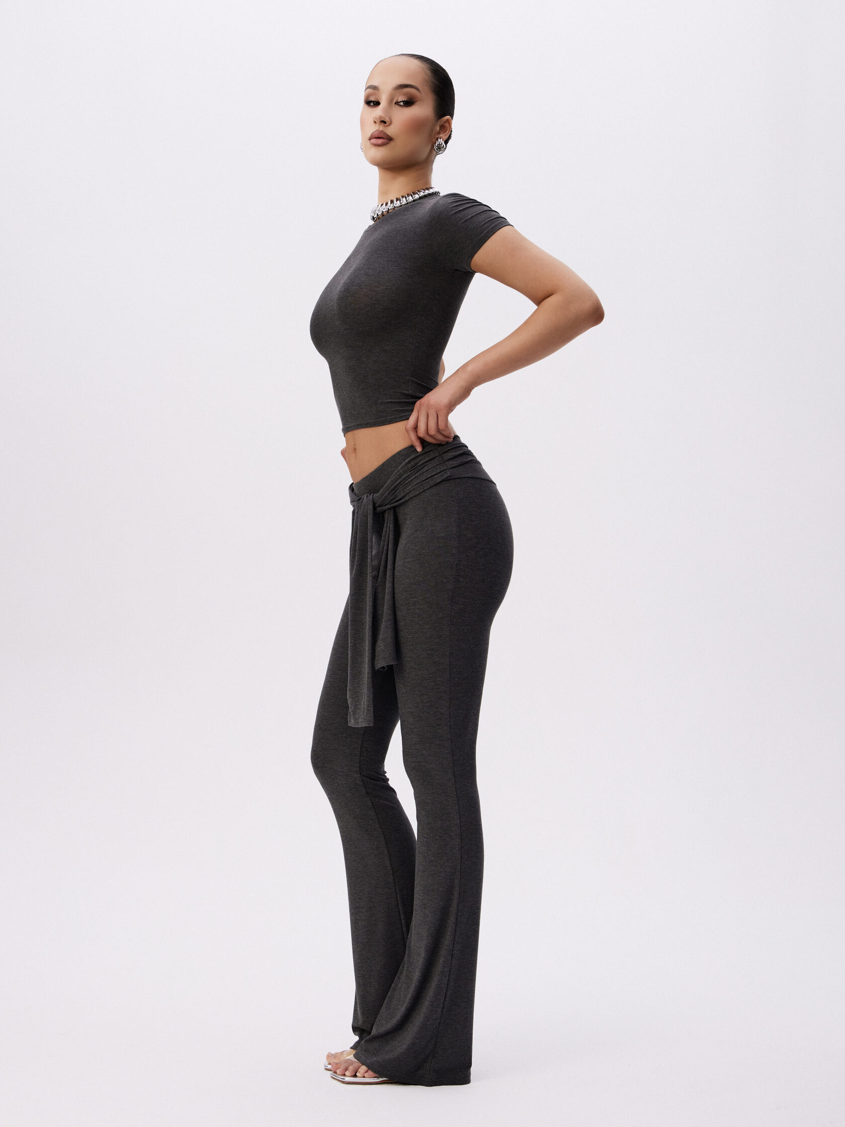 Knit Tie-Front Tight-fitting Set