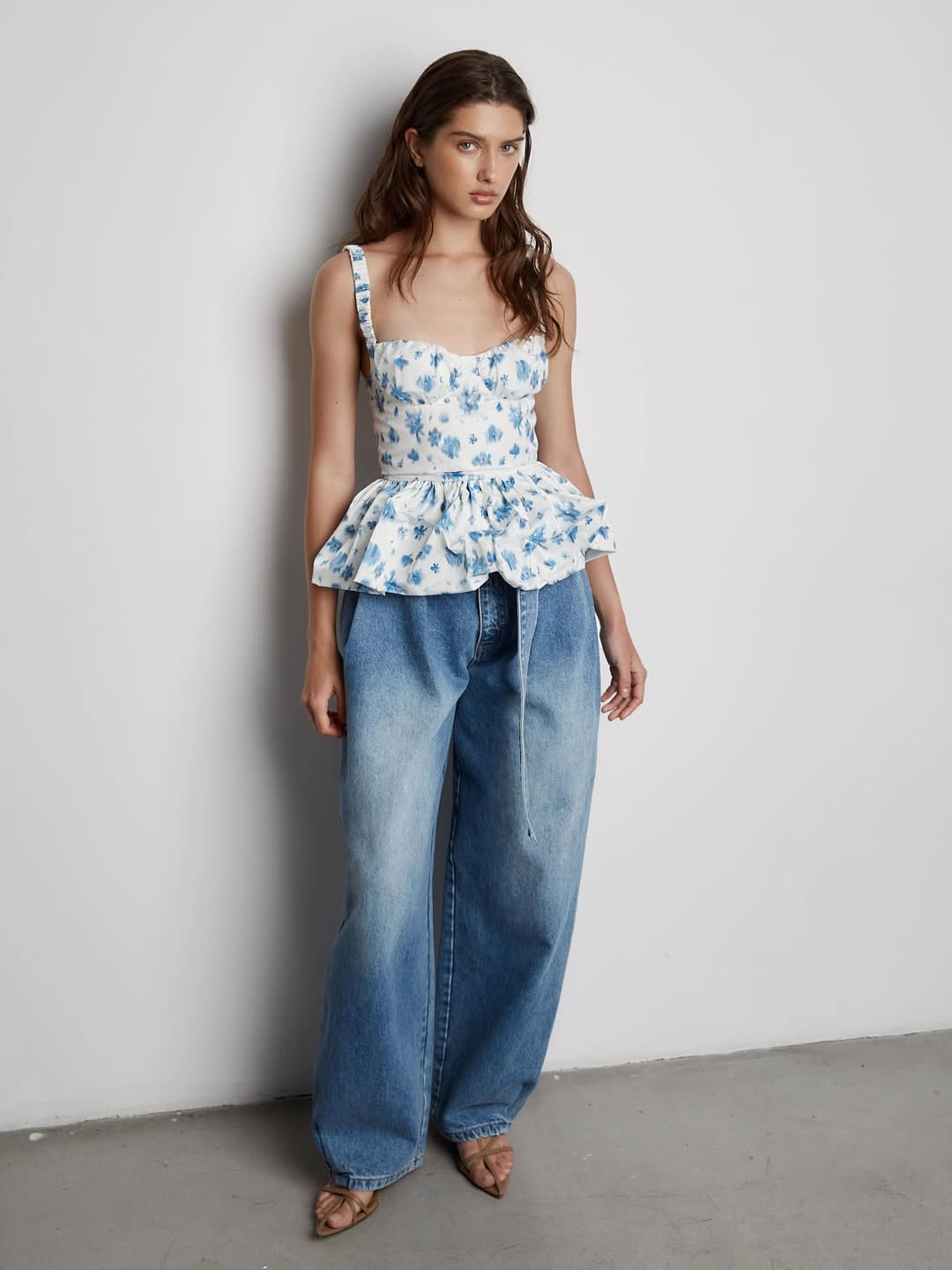 Printed Top with Bubble Hem
