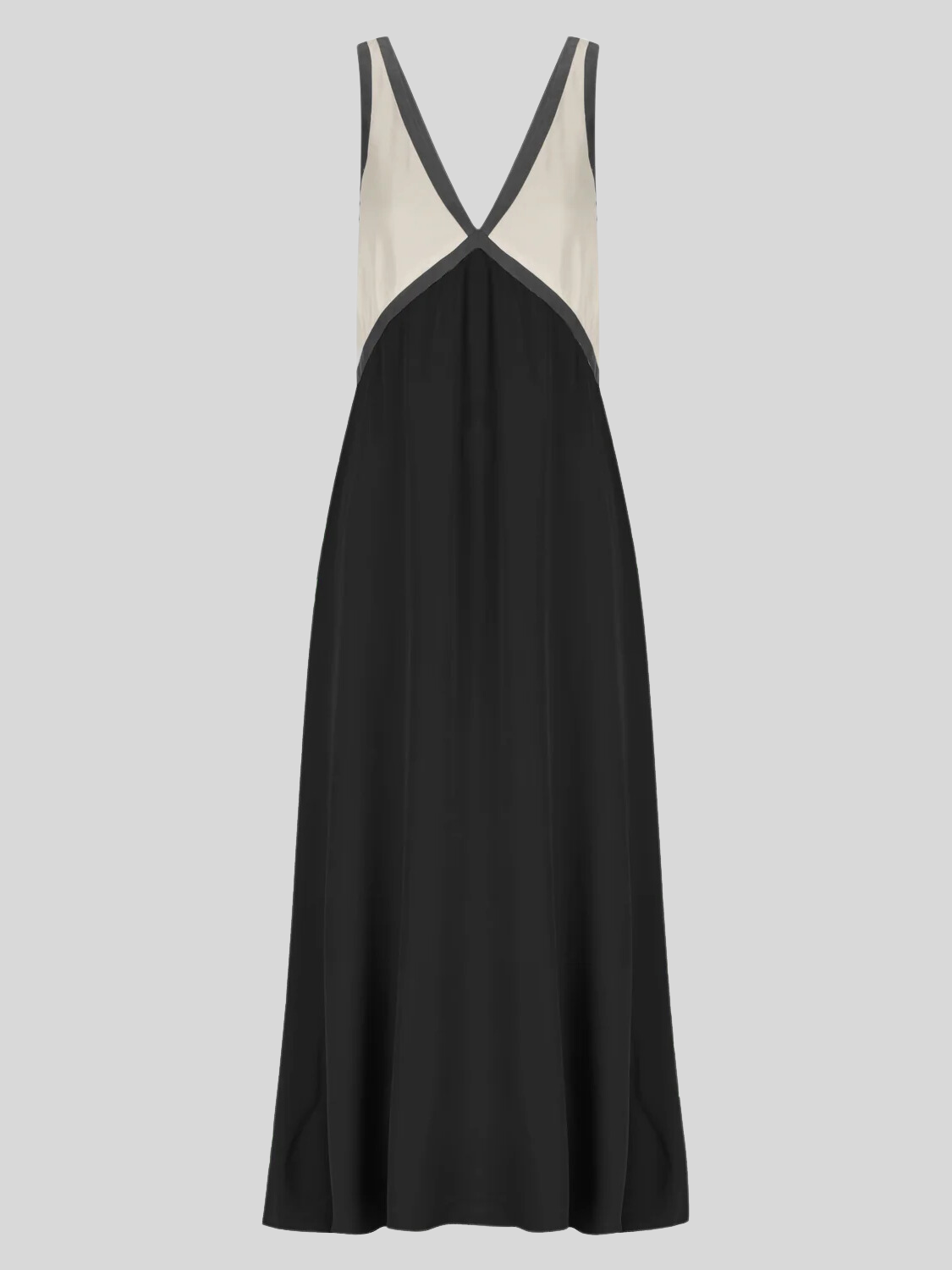 Satin Contrast Trim Long Dress