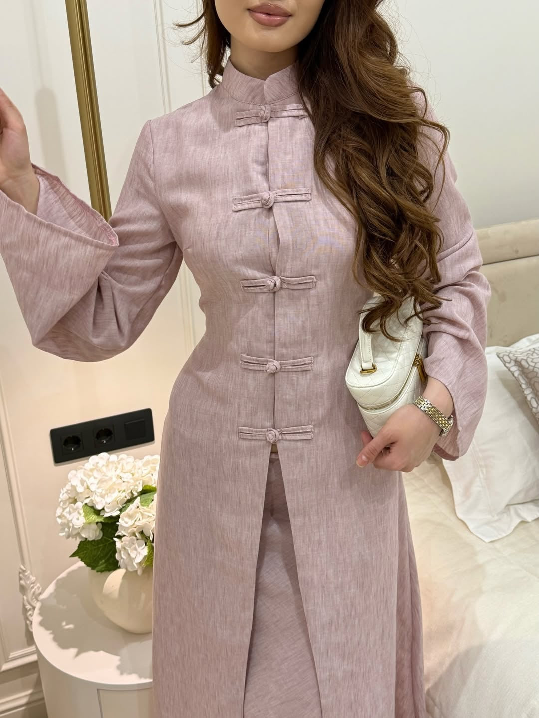 Button-Front Linen Two-Piece Set