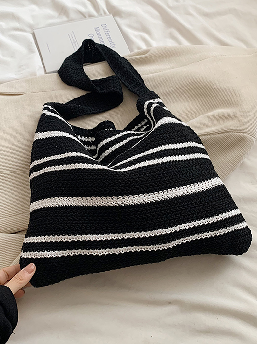 Striped Knit Shoulder Bag