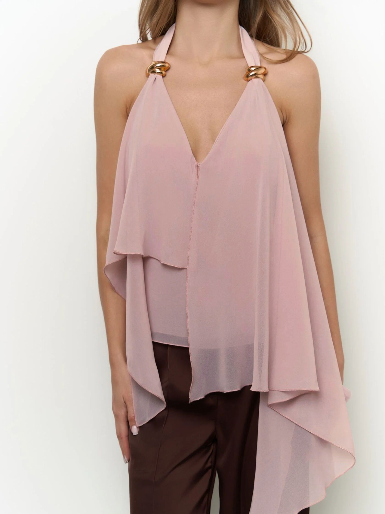 Chiffon Asymmetrical Backless Top