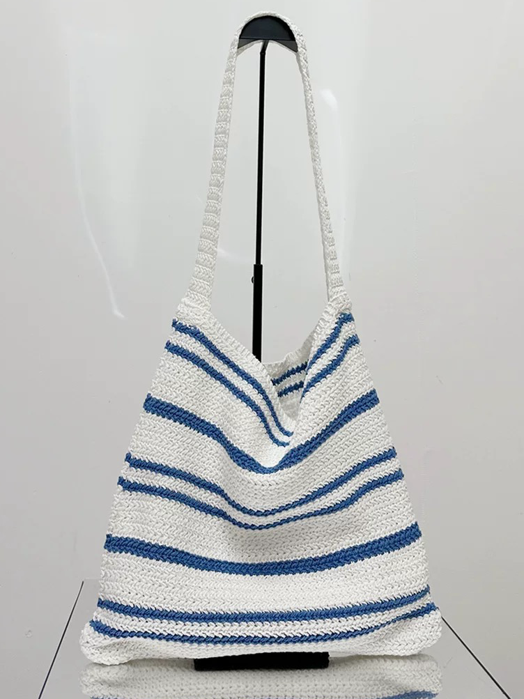 Striped Knit Shoulder Bag