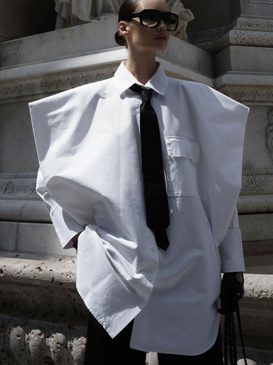 Lapel collar shirt with tie