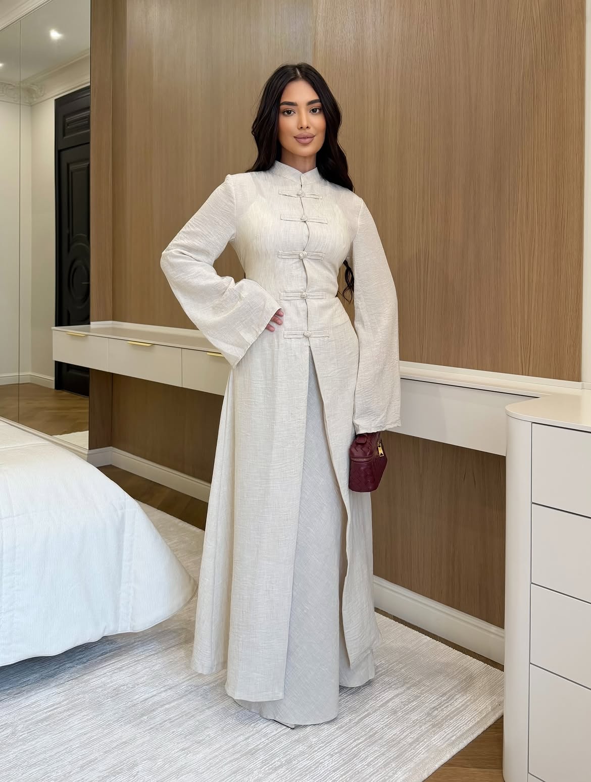 Button-Front Linen Two-Piece Set