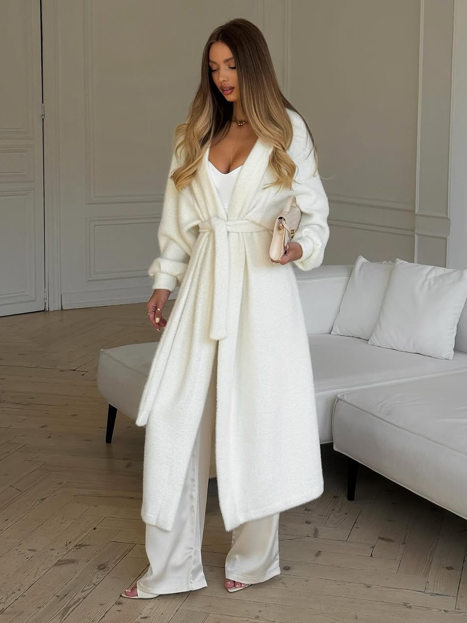 Plush Chenille V-Neck Tie-Front Cardigan