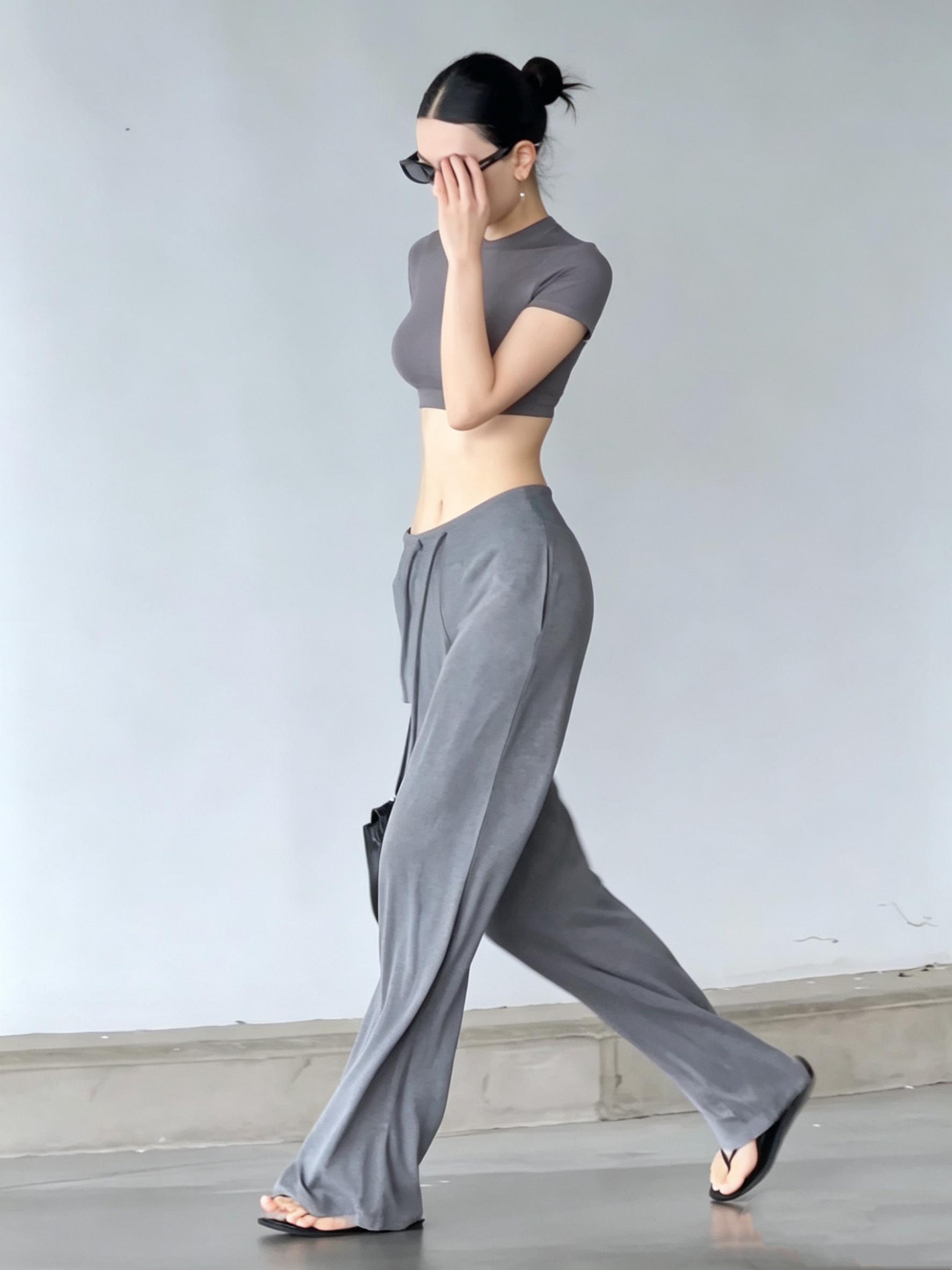 Gray Yoga Pants Set
