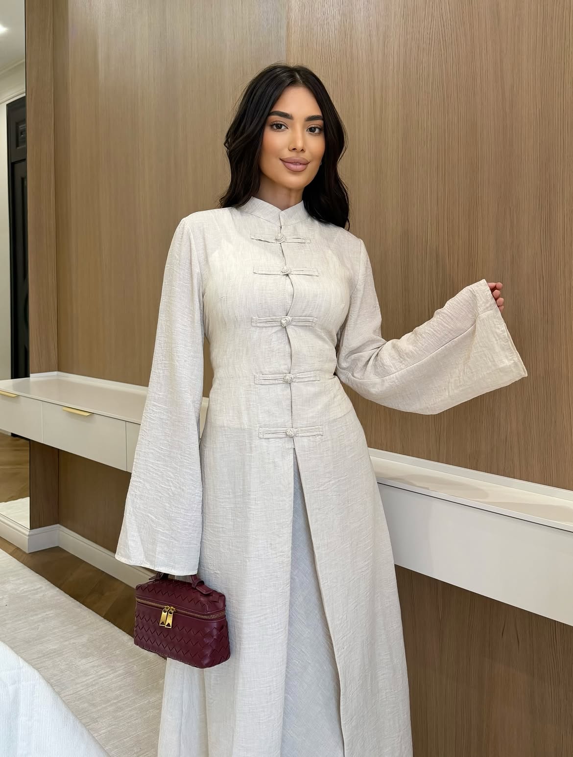 Button-Front Linen Two-Piece Set