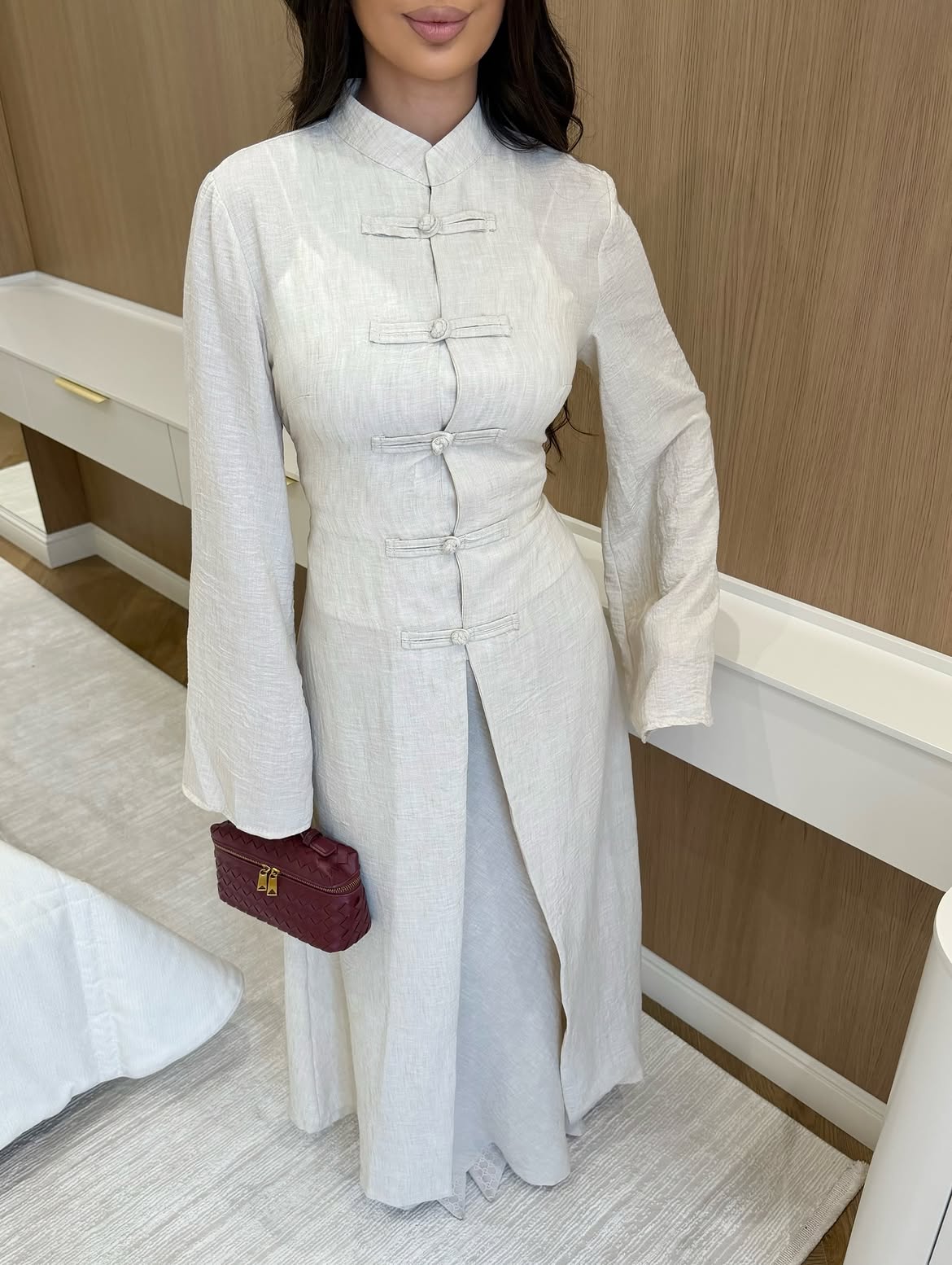 Button-Front Linen Two-Piece Set
