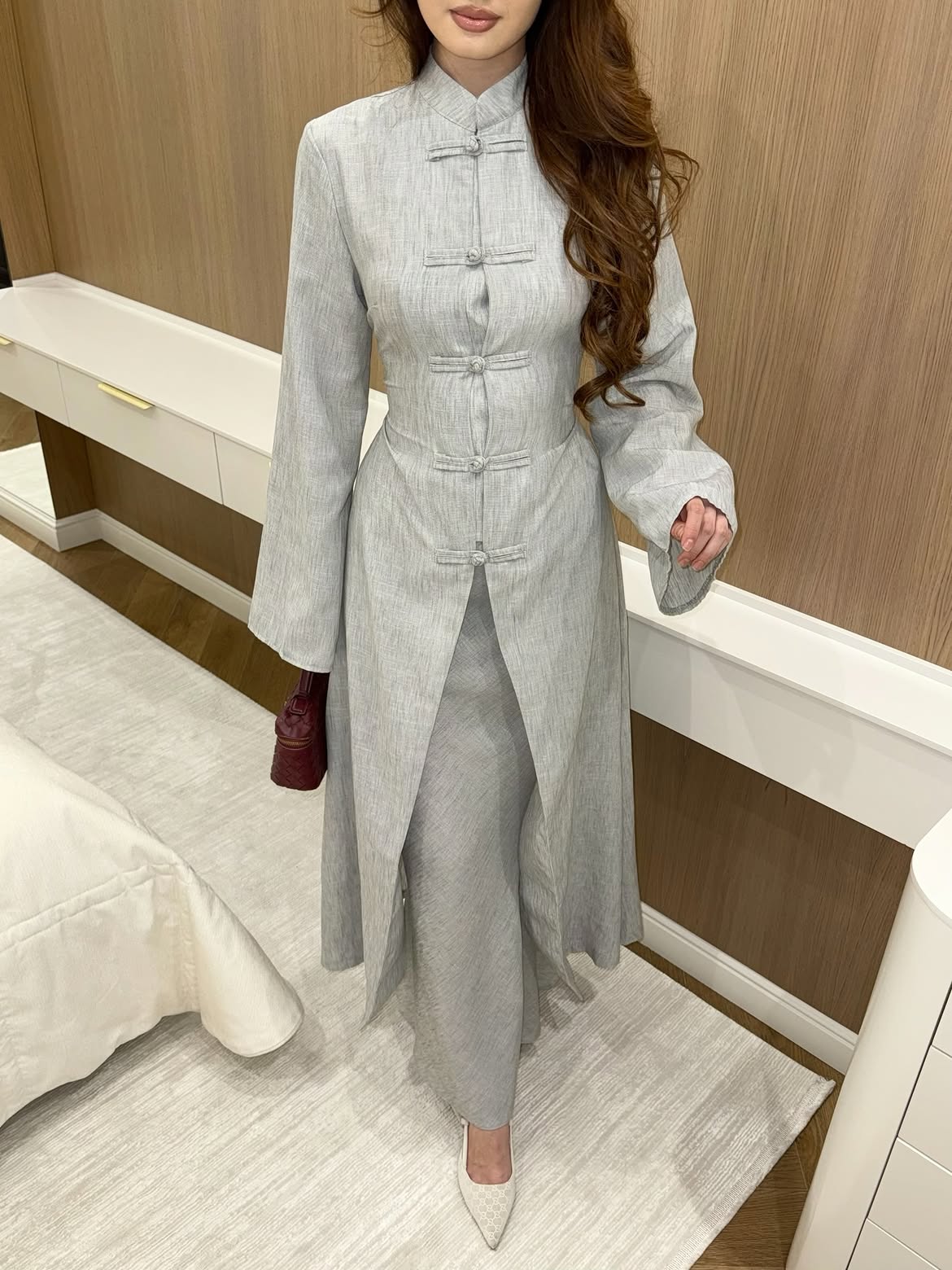 Button-Front Linen Two-Piece Set