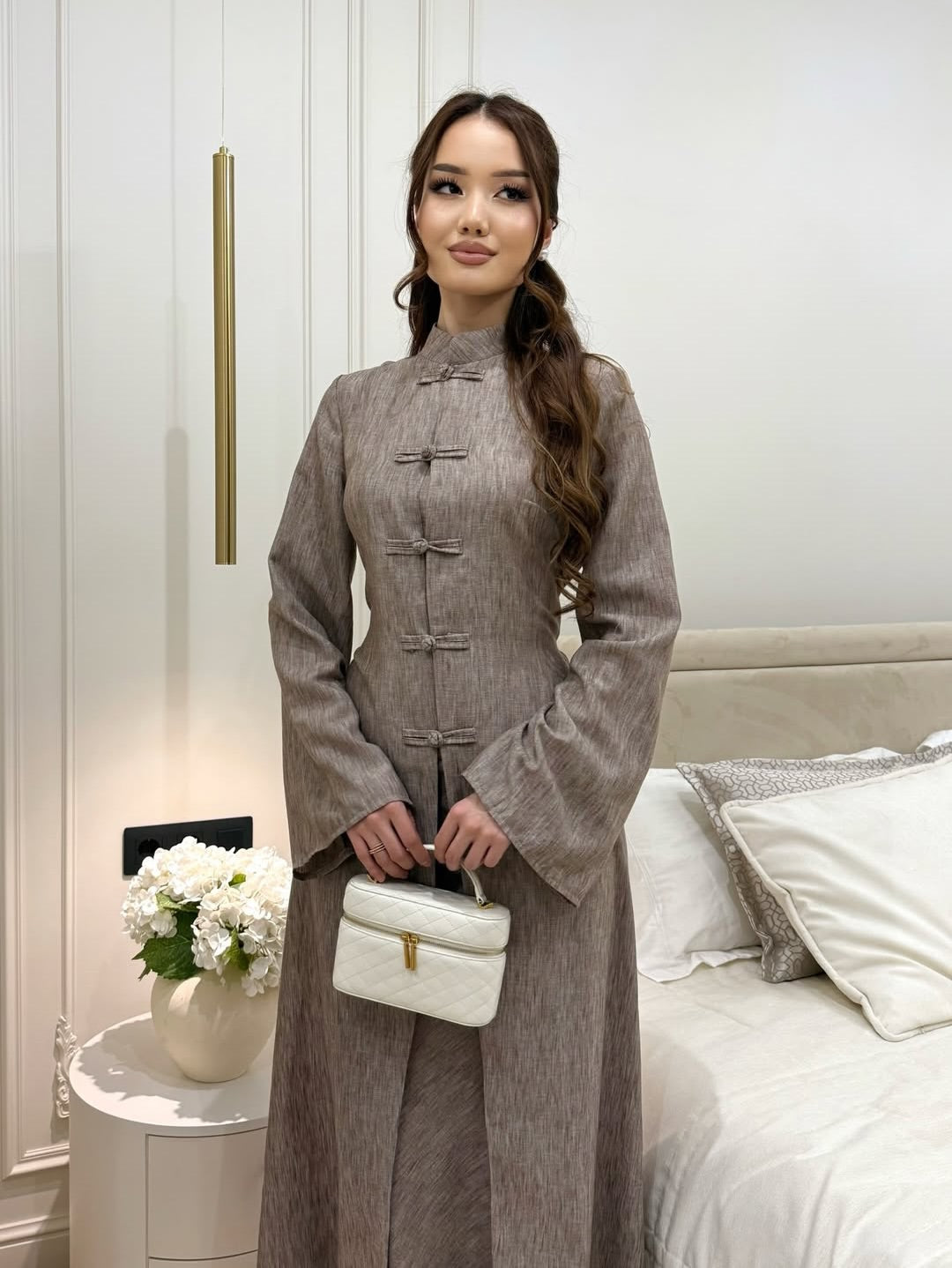 Button-Front Linen Two-Piece Set