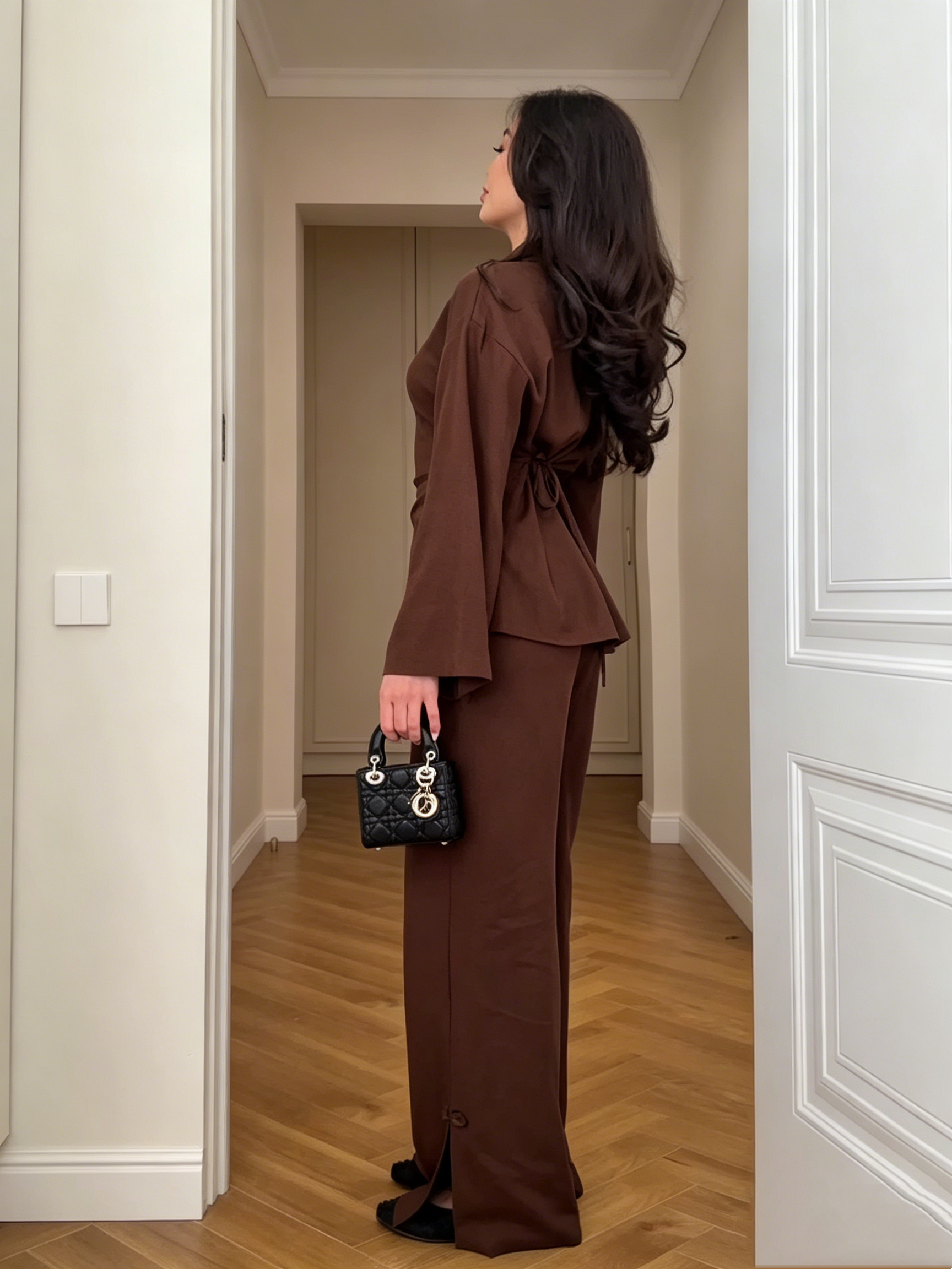 Lace-Up and Button Two-Piece Set