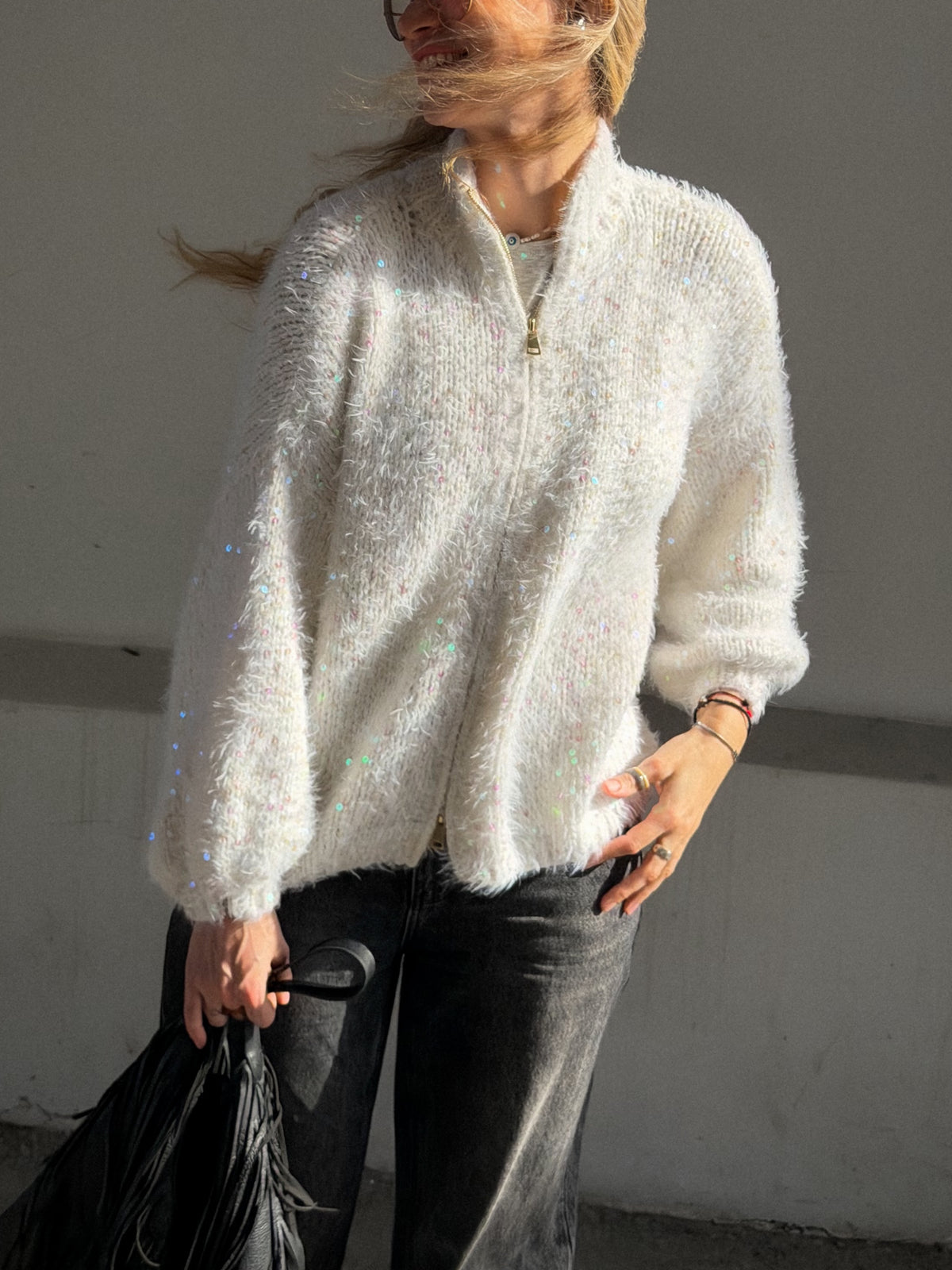 Mohair Sequin Cardigan