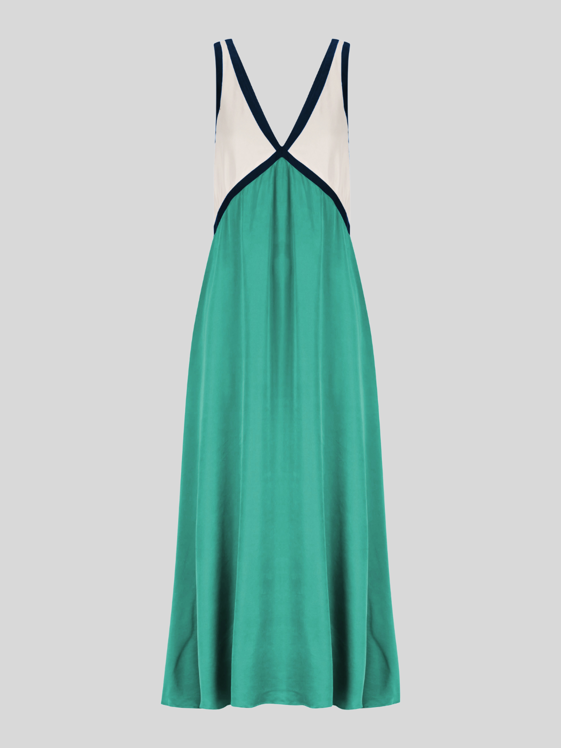 Satin Contrast Trim Long Dress