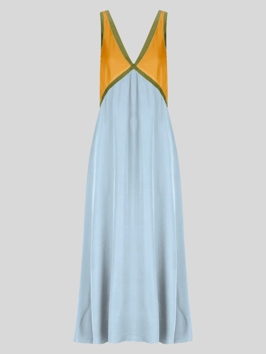 Satin Contrast Trim Long Dress