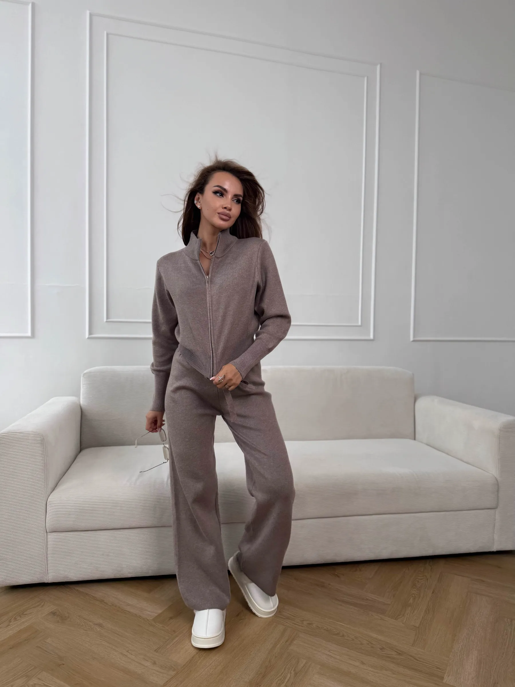 Double-Zip Slim-Fit Sweater Set