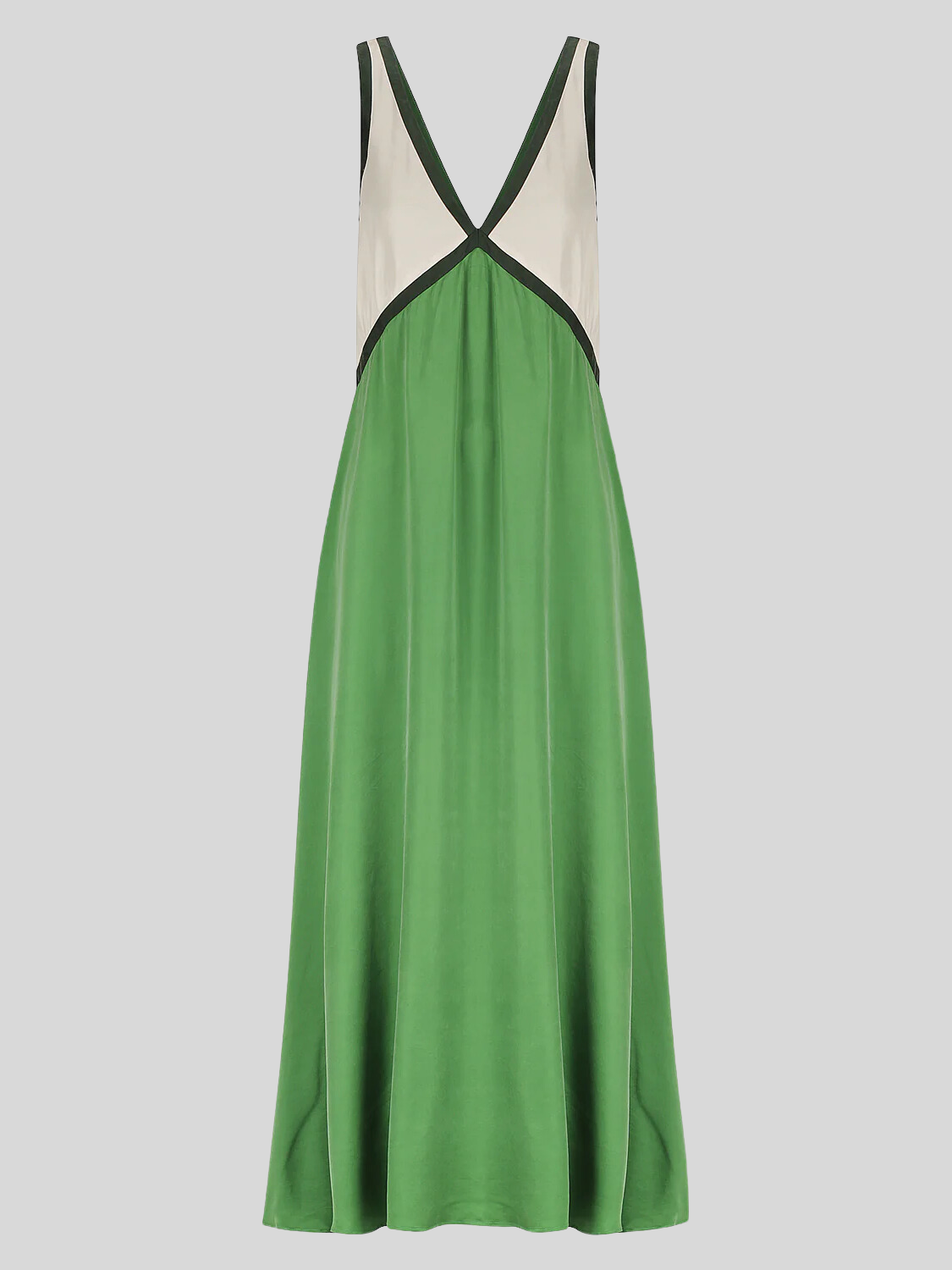 Satin Contrast Trim Long Dress