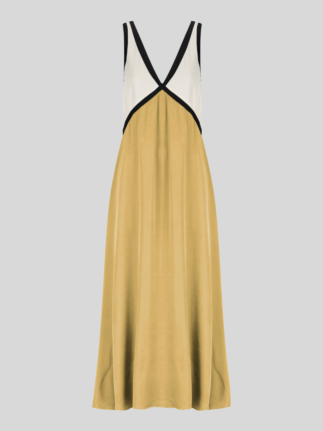 Satin Contrast Trim Long Dress