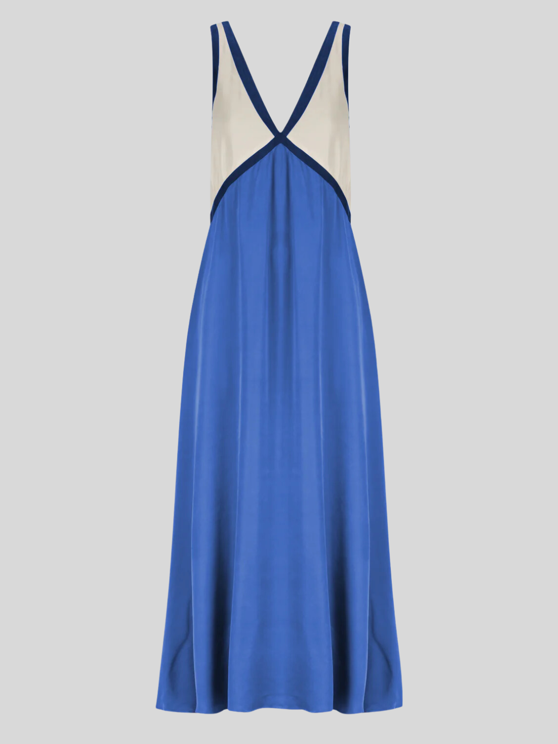 Satin Contrast Trim Long Dress