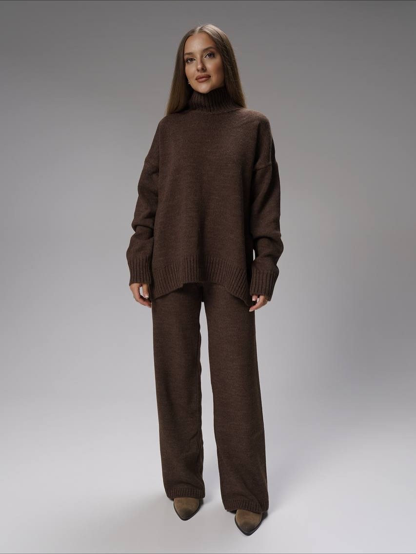 Plain Knit Pants Set