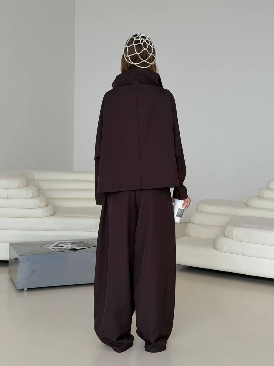 Button-Front Loose-Fit Baggy Pants Set