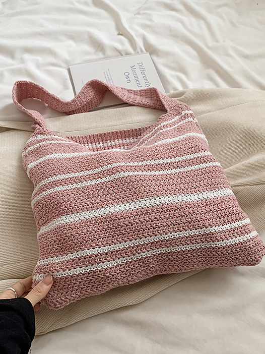 Striped Knit Shoulder Bag