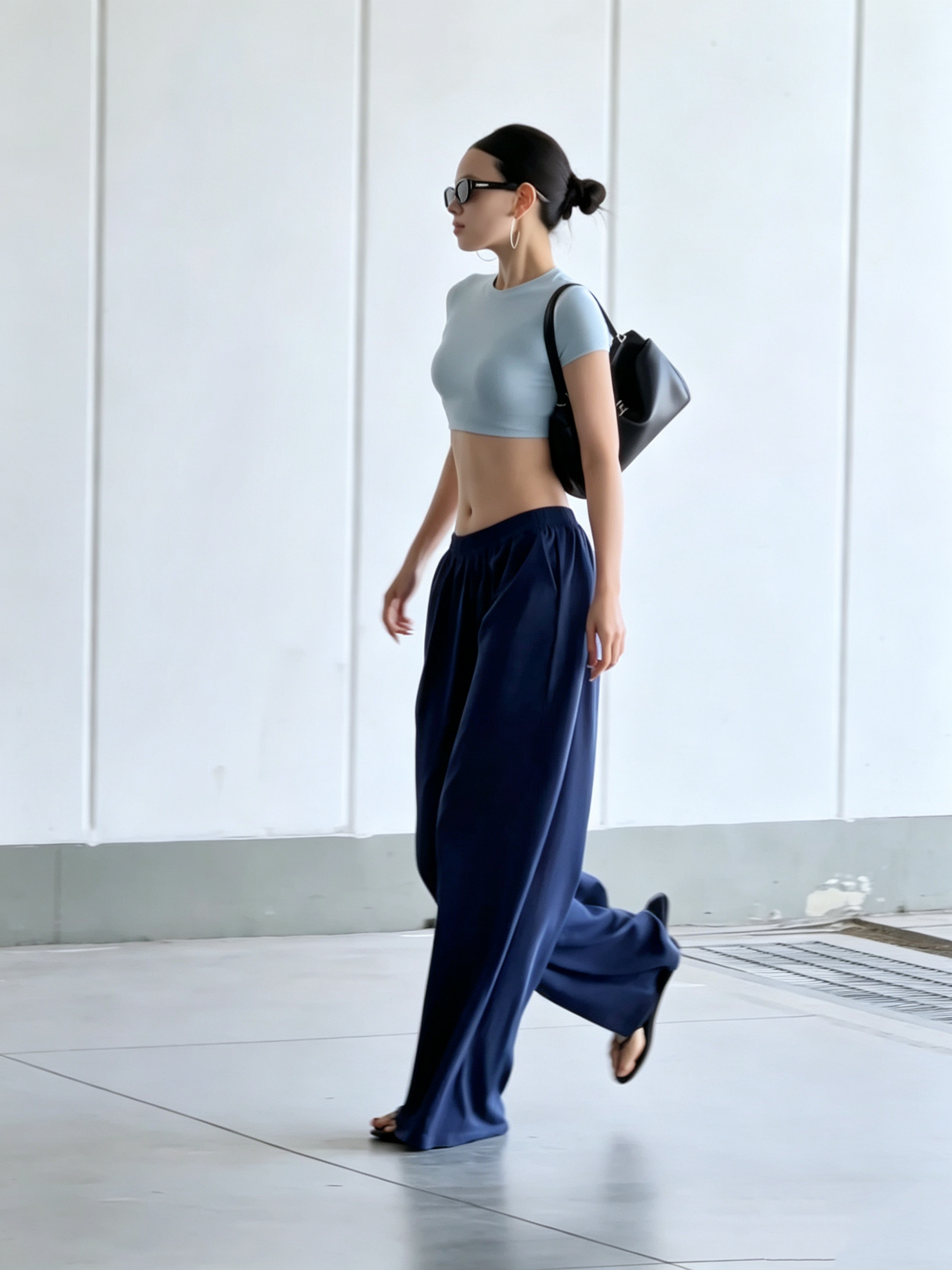 Navy Baggy Pants Set