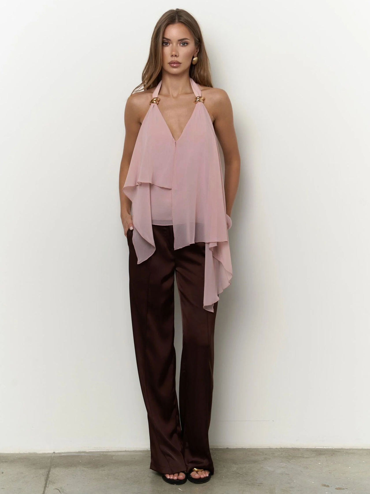 Chiffon Asymmetrical Backless Top