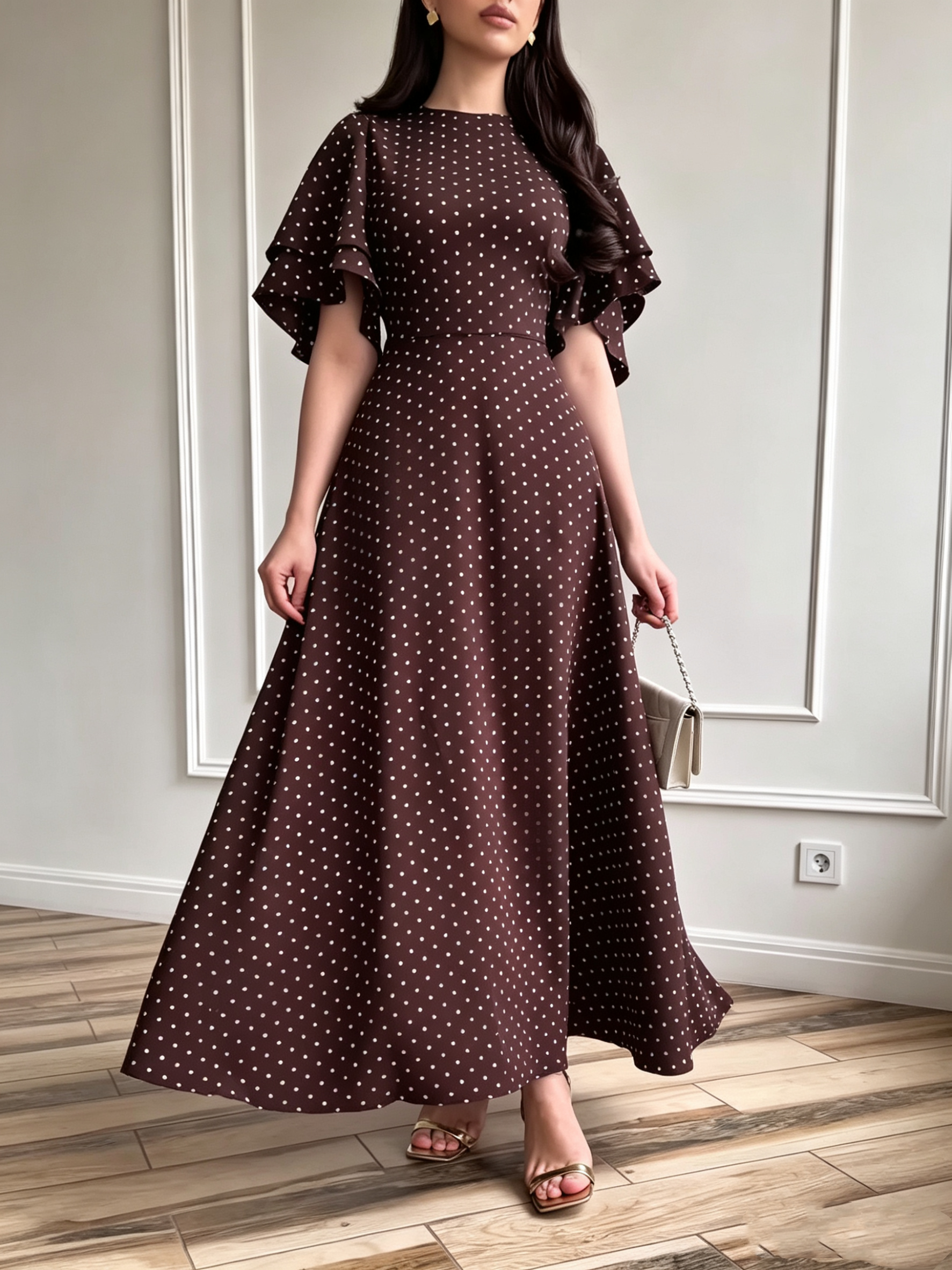 Polka-dot Fitted Tie-Waist Dress