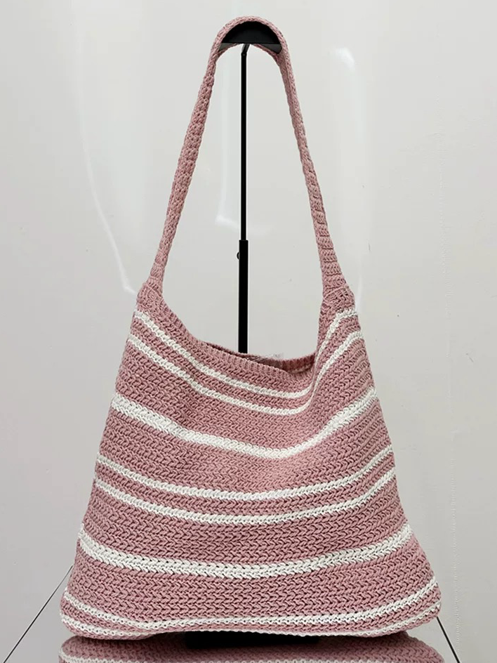 Striped Knit Shoulder Bag