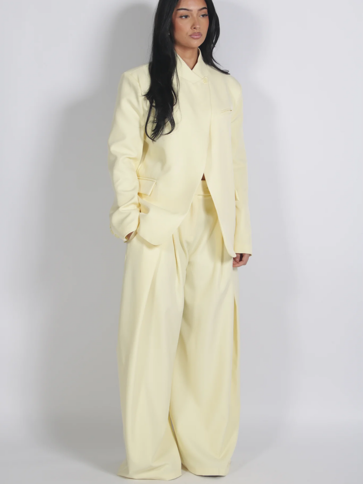 Retro Oversized Slit Blazer Set