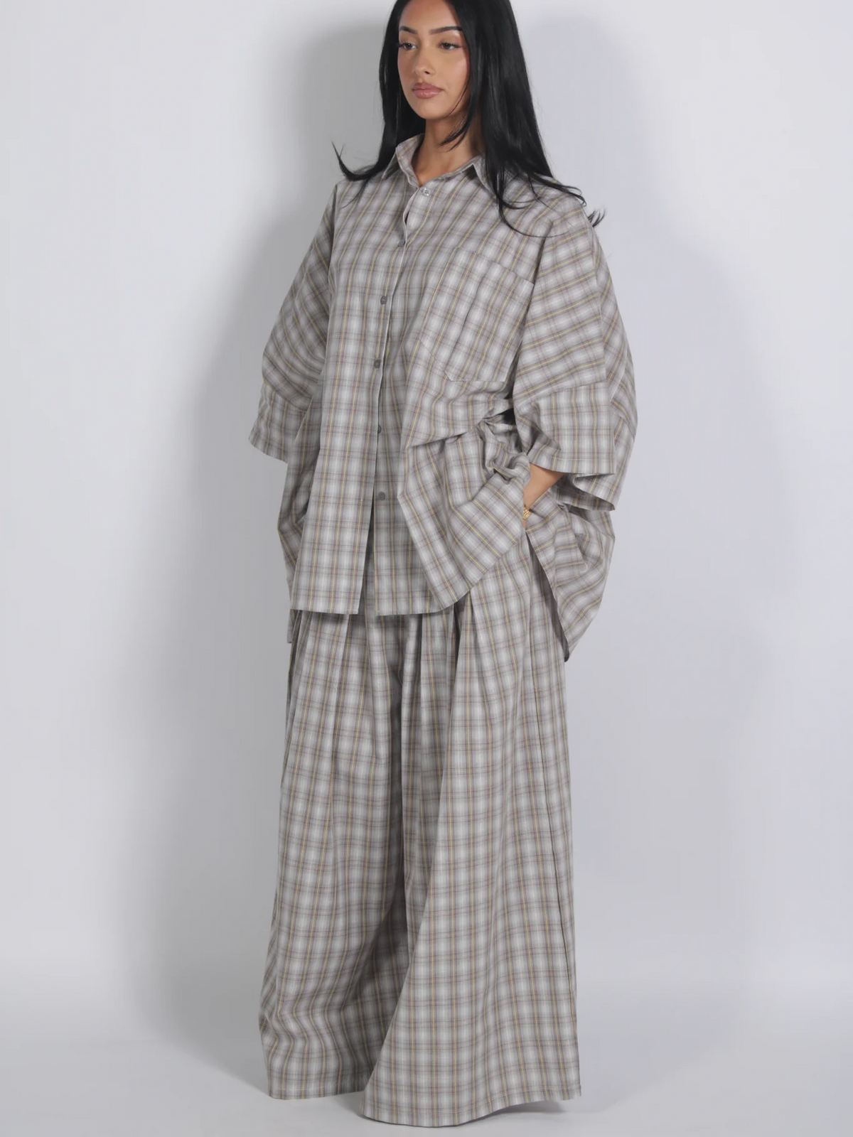 Retro Oversized Plaid Set