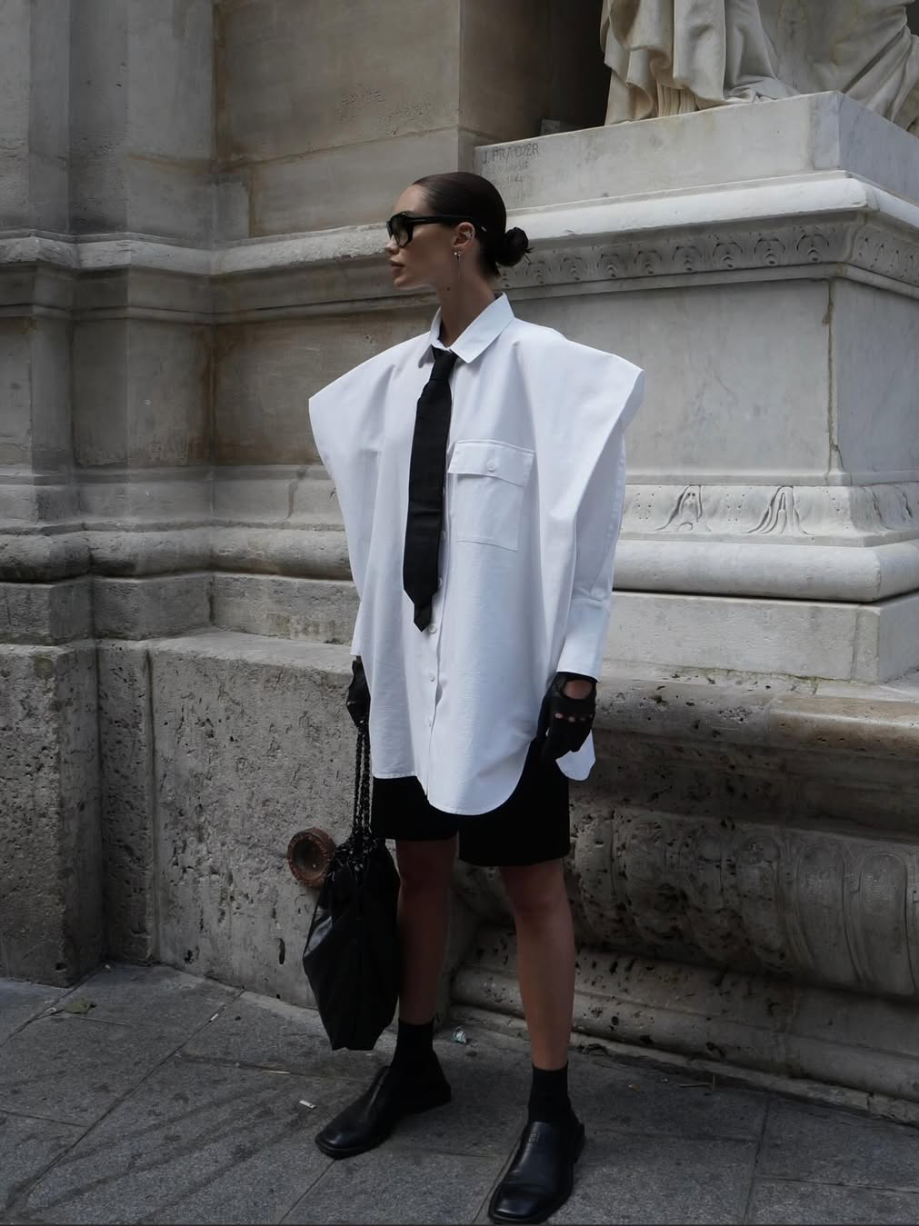 Lapel collar shirt with tie
