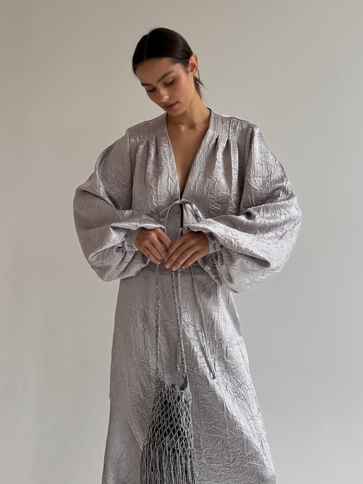 Textured Tie-Front Loose-Fitting Set