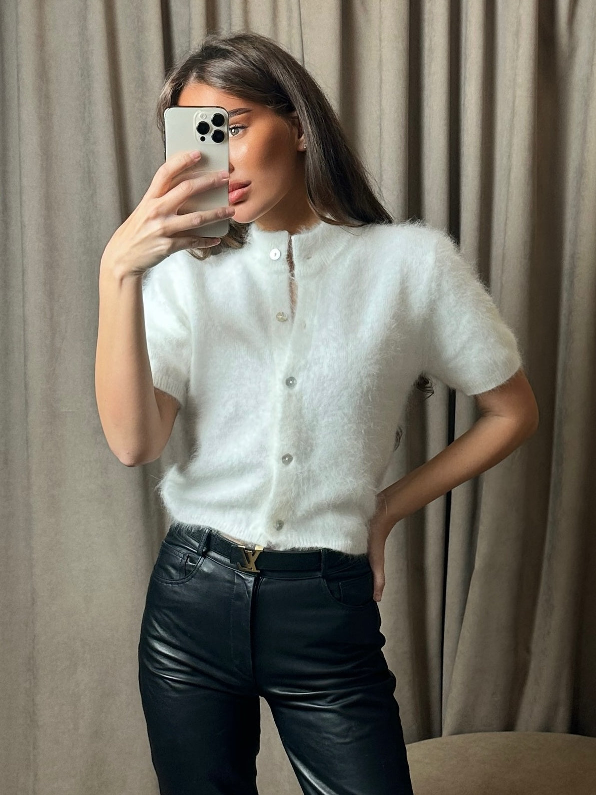 Retro Half-Turtleneck Knit Cardigan