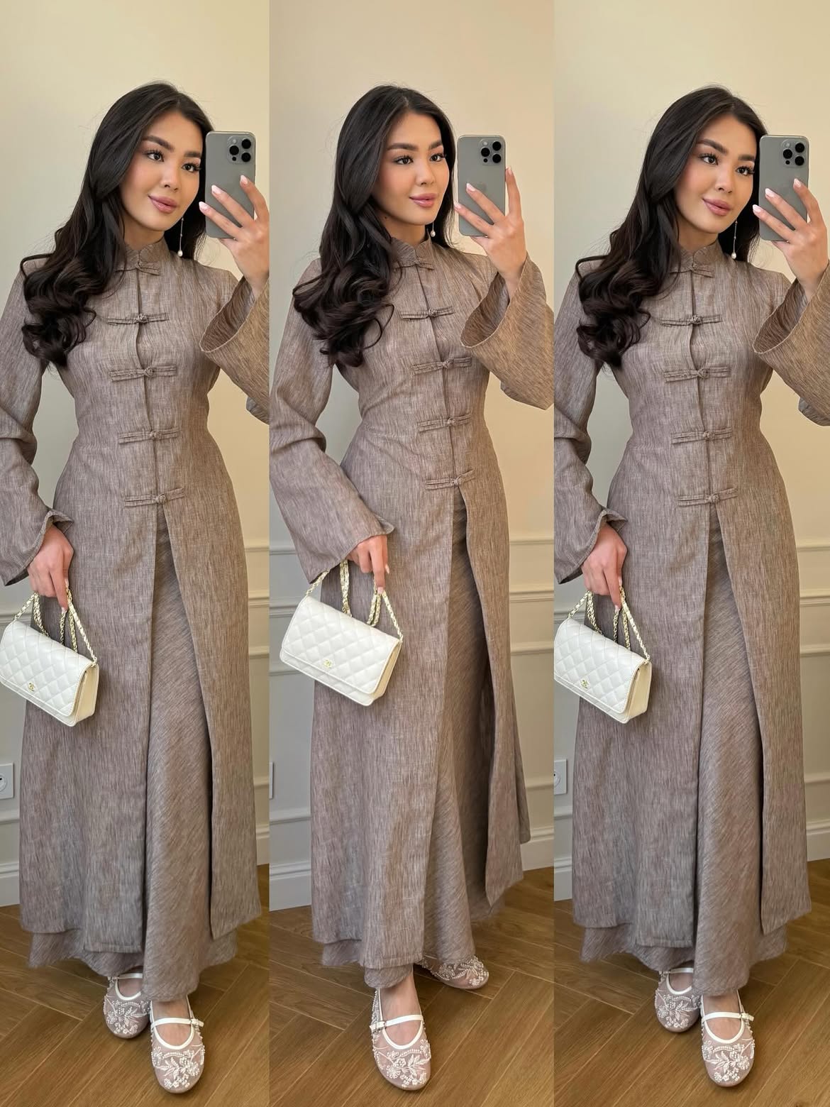 Button-Front Linen Two-Piece Set