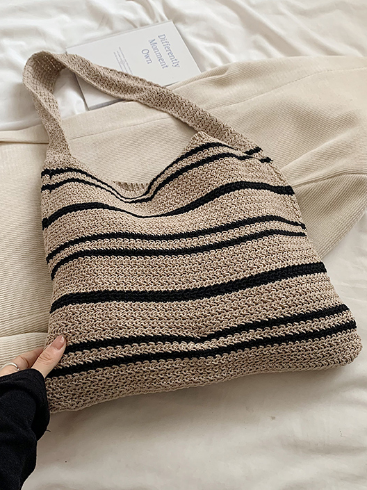 Striped Knit Shoulder Bag