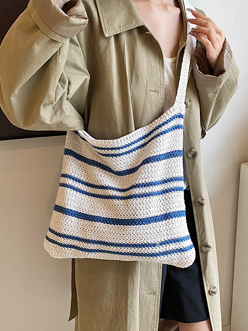 Striped Knit Shoulder Bag