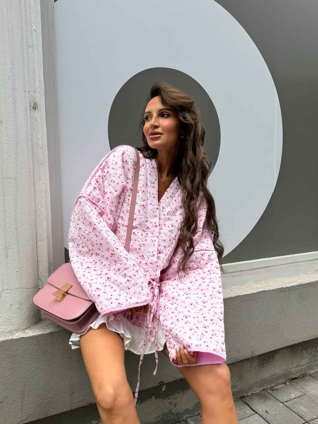 Printed Lace-Up Cardigan