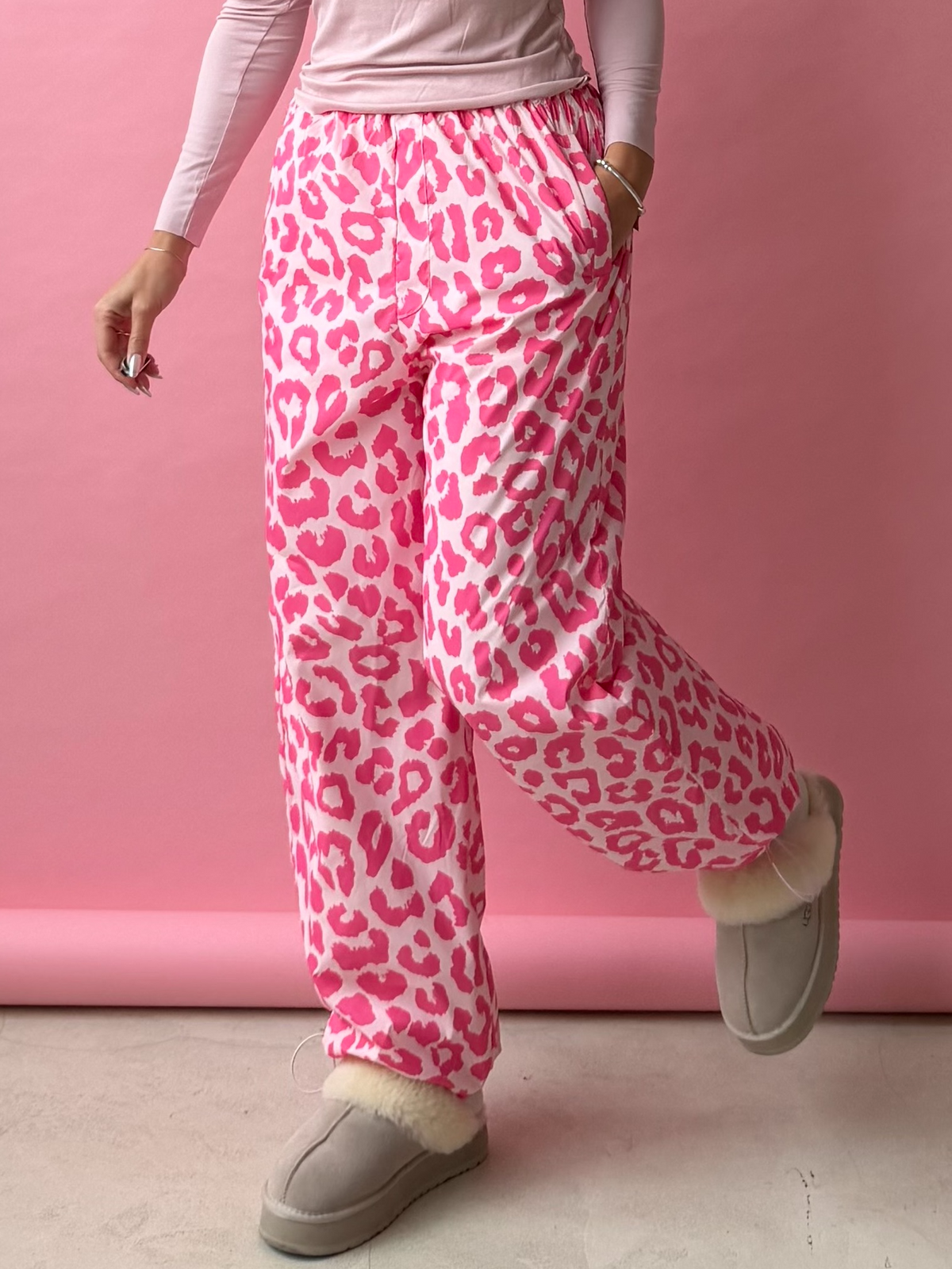 Puffer Jacket Set-Pink Leopard
