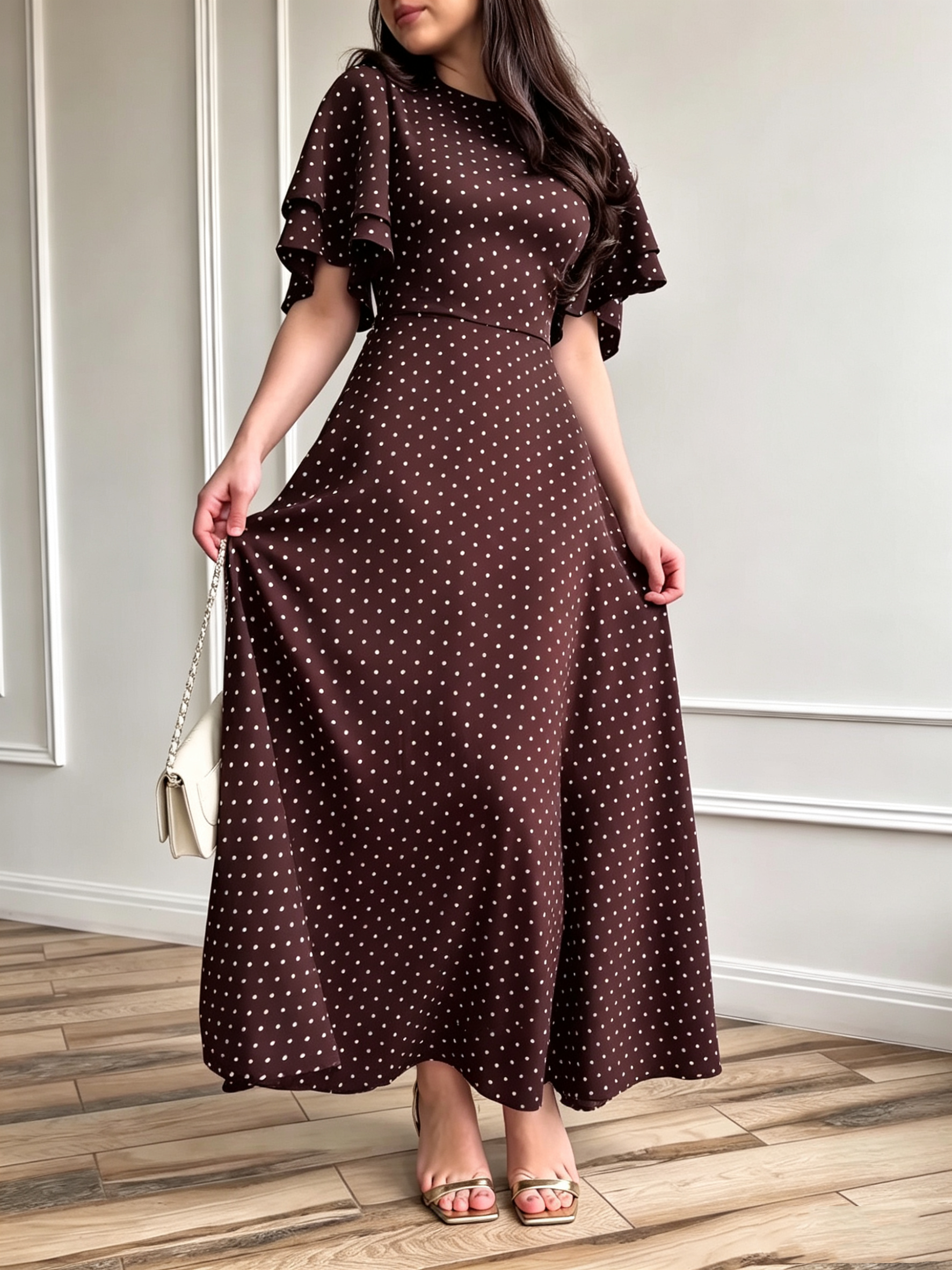 Polka-dot Fitted Tie-Waist Dress