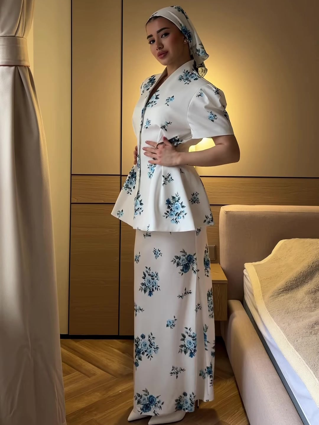 Printed skirt set (with headscarf)
