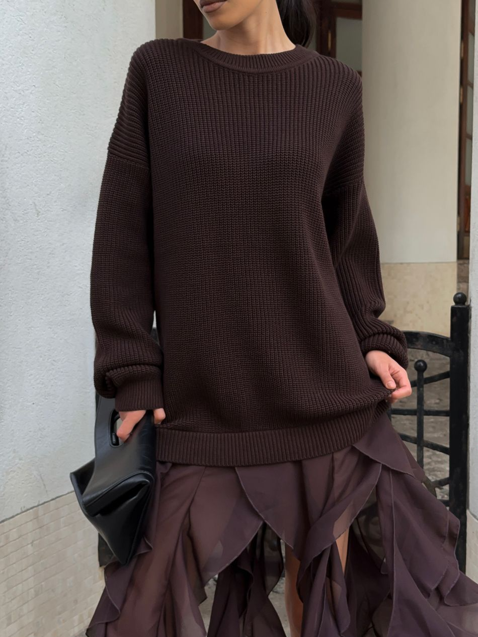 Irregular Lace Hem Patchwork Sweater