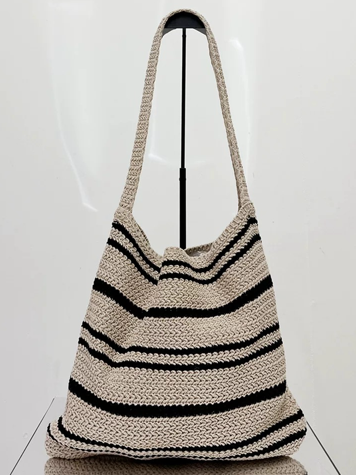 Striped Knit Shoulder Bag