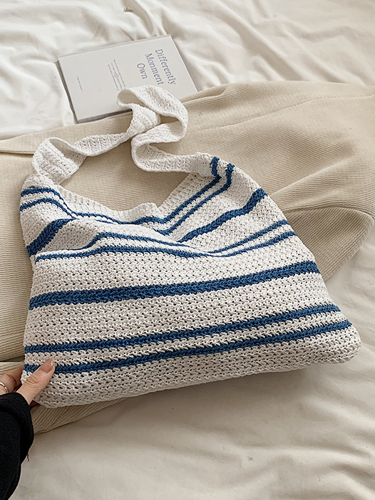 Striped Knit Shoulder Bag