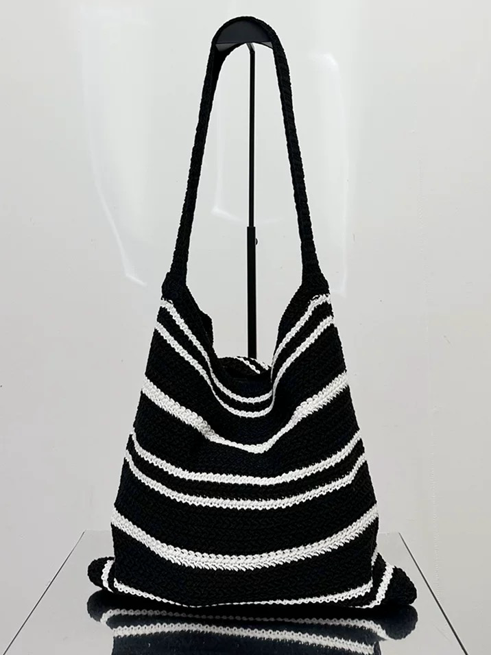 Striped Knit Shoulder Bag