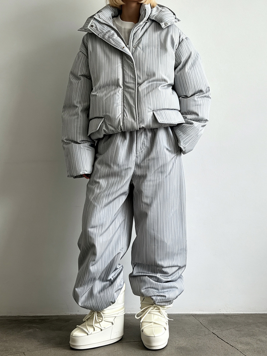 Puffer Jacket Set-Stripe