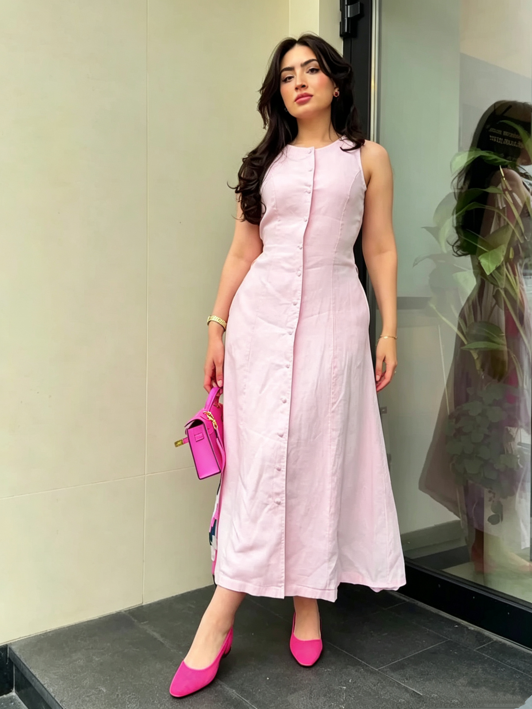 Vintage Cotton-Linen Maxi Dress