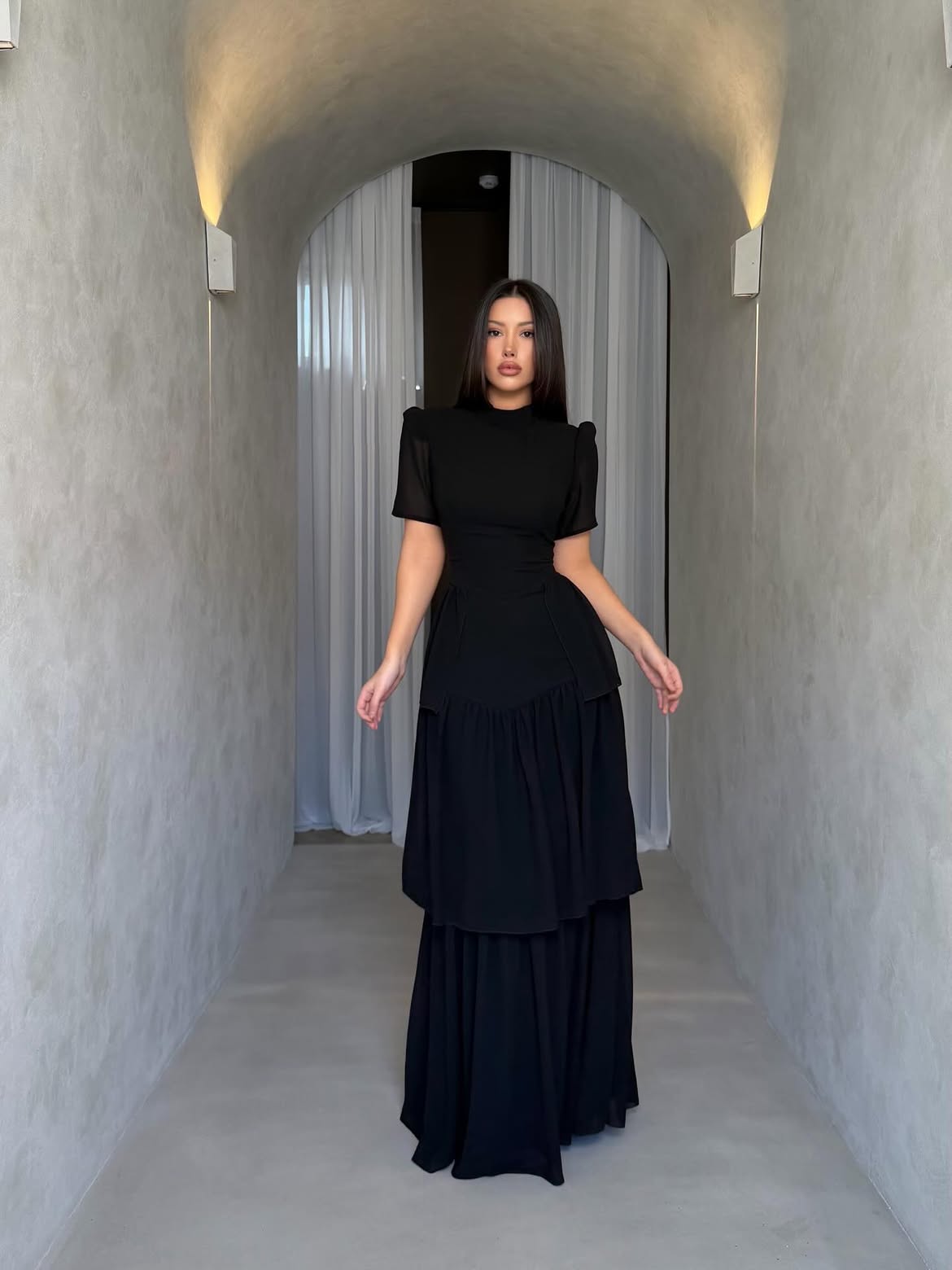 Multi-Layer Tied-Waist Dress