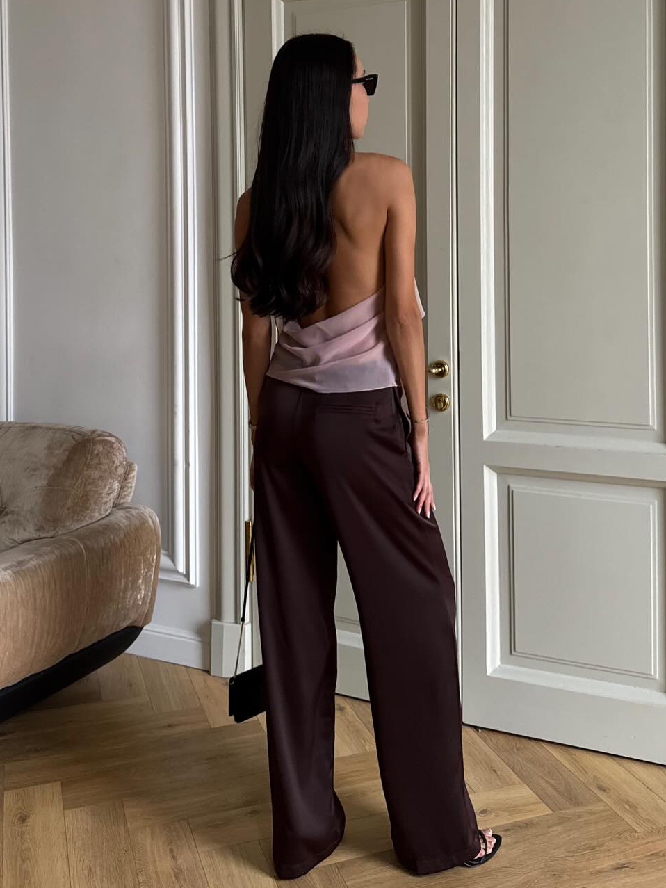 Chiffon Asymmetrical Backless Top